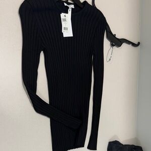 Equipment Black Ribbed Crew Neck Sweater